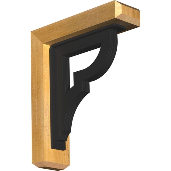4"W x 14"D x 16"H Bradford Craftsman Ironcrest Rough Sawn Bracket, Western Red Cedar (2"W x 10"D x 12"H Iron Bracket)