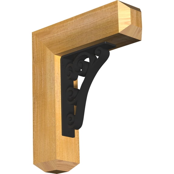 4"W x 15 1/2"D x 18"H Tristan Craftsman Ironcrest Rough Sawn Bracket, Western Red Cedar (2"W x 7 1/2"D x 10"H Iron Bracket)