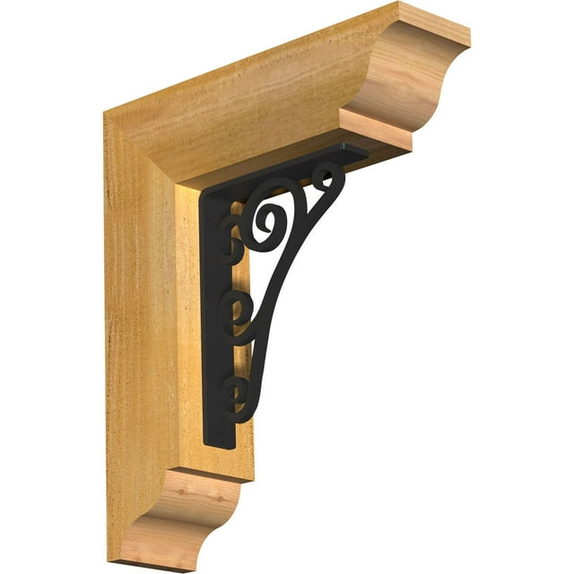 4"W x 15 1/2"D x 18"H Tristan Traditional Ironcrest Rough Sawn Bracket, Western Red Cedar (1 1/2"W x 7 1/2"D x 10"H Iron Bracket)