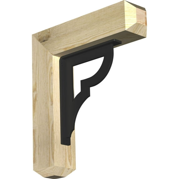 4"W x 18"D x 20"H Bradford Craftsman Ironcrest Rough Sawn Bracket, Douglas Fir (1 1/2"W x 10"D x 12"H Iron Bracket)