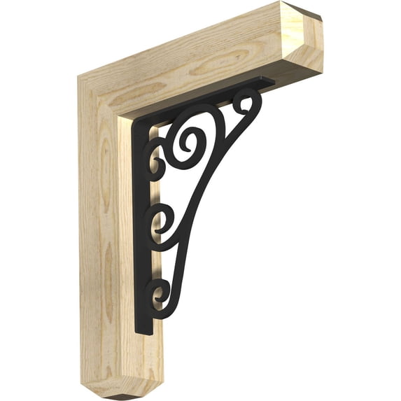 4"W x 20"D x 23"H Tristan Craftsman Ironcrest Rough Sawn Bracket, Douglas Fir (1 1/2"W x 12"D x 15"H Iron Bracket)