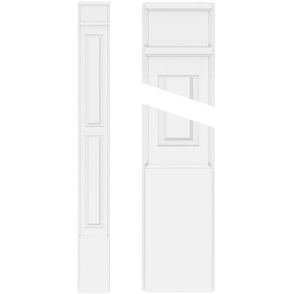 4"W x 48"H x 2"P Two Equal Raised Panel PVC Pilaster w/Decorative Capital & Base (Pair)