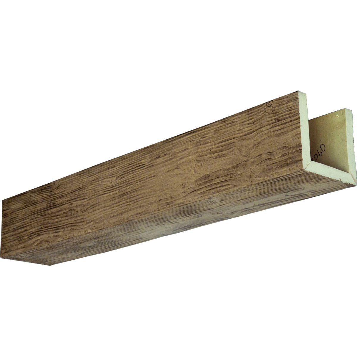 4"W x 6"H x 18'L 3-Sided (U-beam) Sandblasted Endurathane Faux Wood Ceiling Beam, Natural Golden Oak