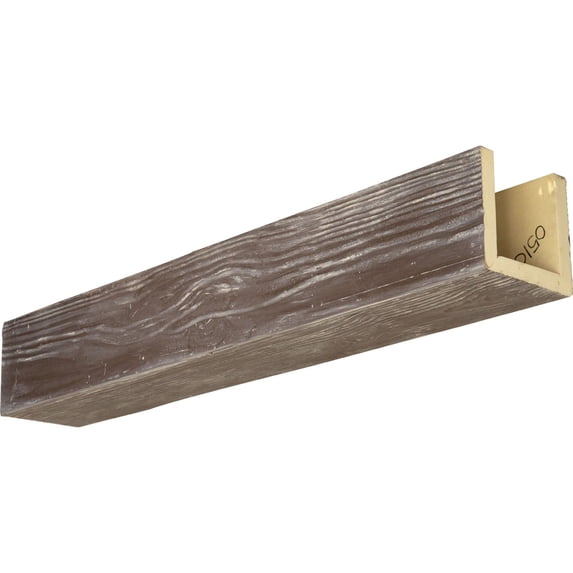 4"W x 6"H x 24'L 3-Sided (U-beam) Sandblasted Endurathane Faux Wood Ceiling Beam, Vintage Mahogany