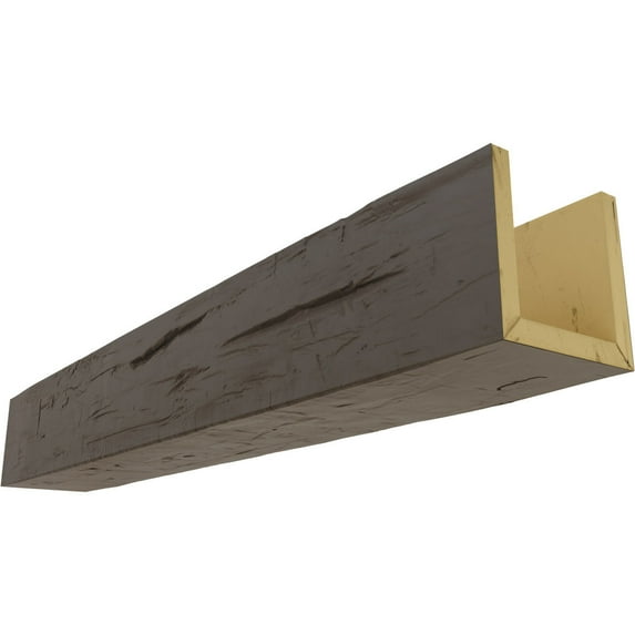 4"W x 6"H x 8'L 3-Sided (U-beam) Hand Hewn Endurathane Faux Wood Ceiling Beam, Natural Honey Dew