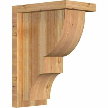 4"W x 8"D x 12"H Ridgewood Rough Sawn Corbel w/ Back Plate, Western Red Cedar