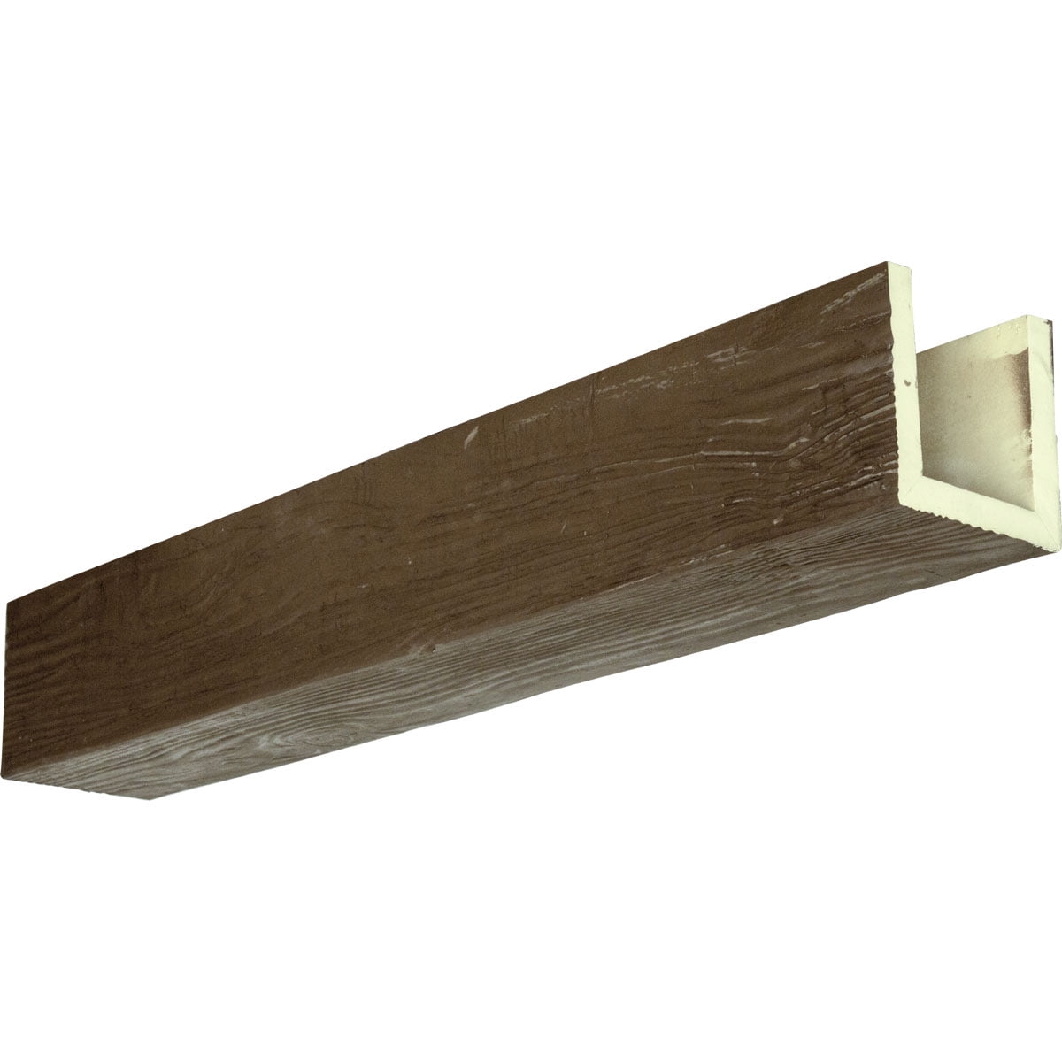 4"W x 8"H x 12'L 3-Sided (U-beam) Sandblasted Endurathane Faux Wood Ceiling Beam, Natural Mahogany