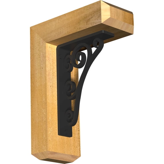 4"W x 9 1/2"D x 12"H Tristan Craftsman Ironcrest Rough Sawn Bracket, Western Red Cedar (1 1/2"W x 5 1/2"D x 8"H Iron Bracket)