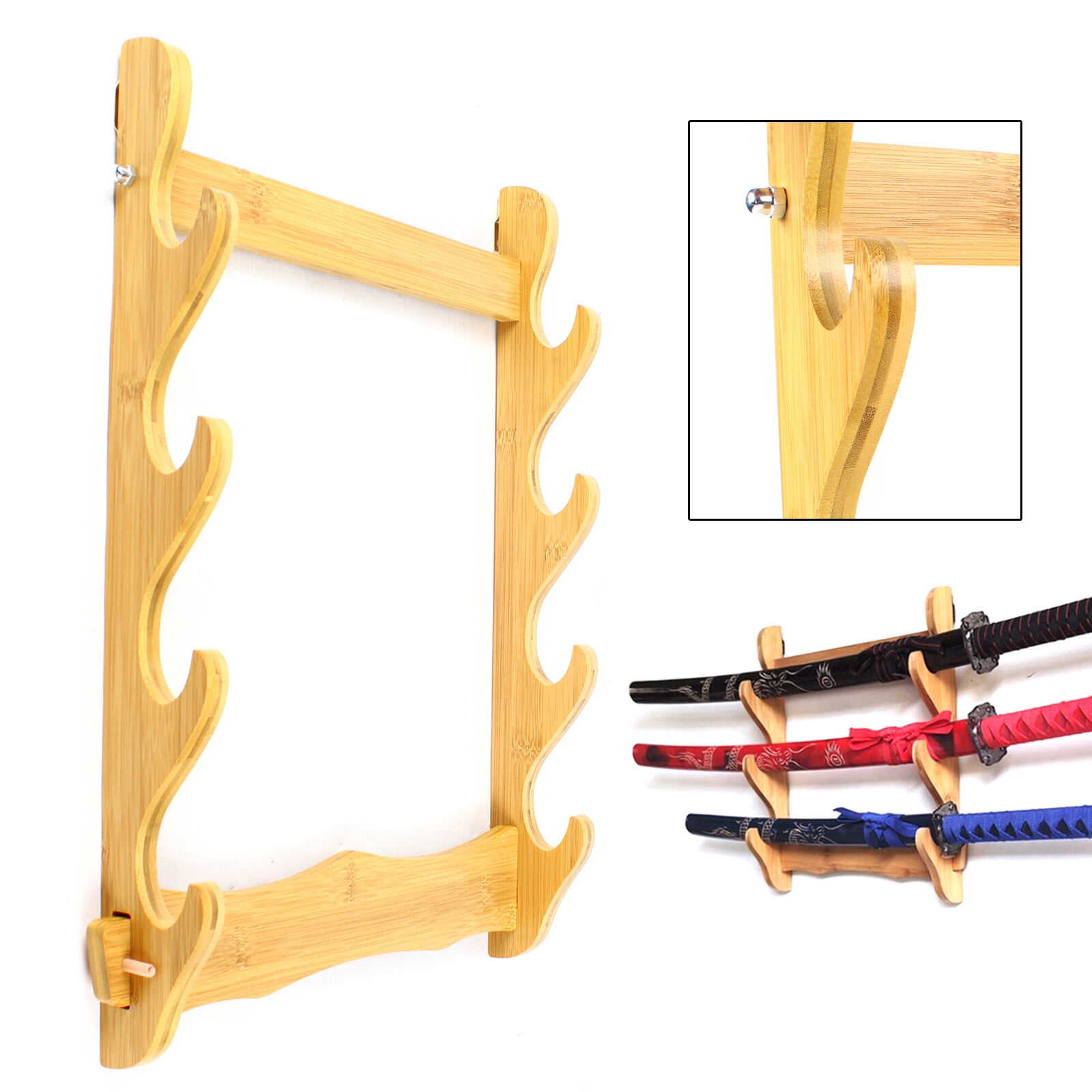 Wooden Wall Mount Natural Wood Finish Gun Storage Shelf Holder