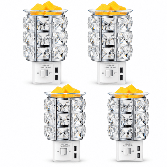 4 Wall Plug In Wax Warmer Crystal Decorative Scented Electric Melt For Home Office Spa Bedroom Kitchen Bathroom