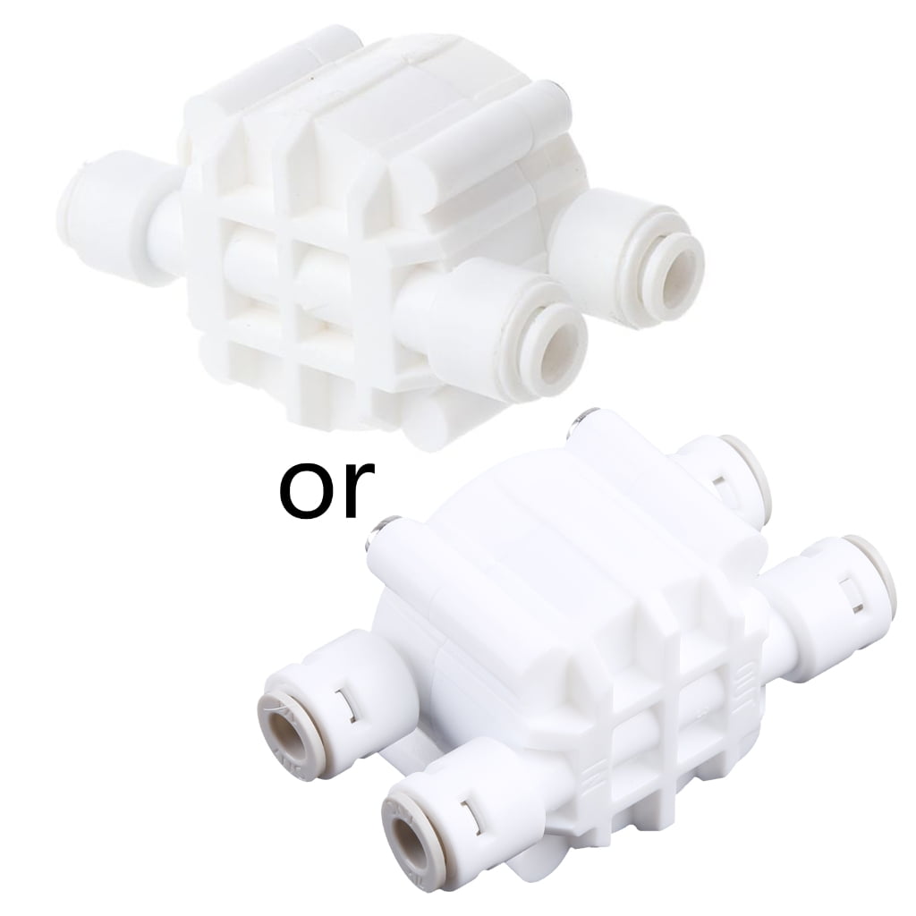 4 Way 1/4 Port Auto Shut Off Valve with Quick-Connect Fittings for RO ...
