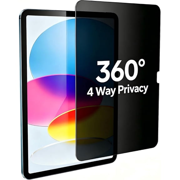 for 4 Way 360 Privacy Screen Protector for iPad A16 2025 11th Generation 11 Inch/iPad 10th 2022 10.9 Inch 9H Tempered Glass [Face ID Pencil Compatible] HD Clear Case Friendly