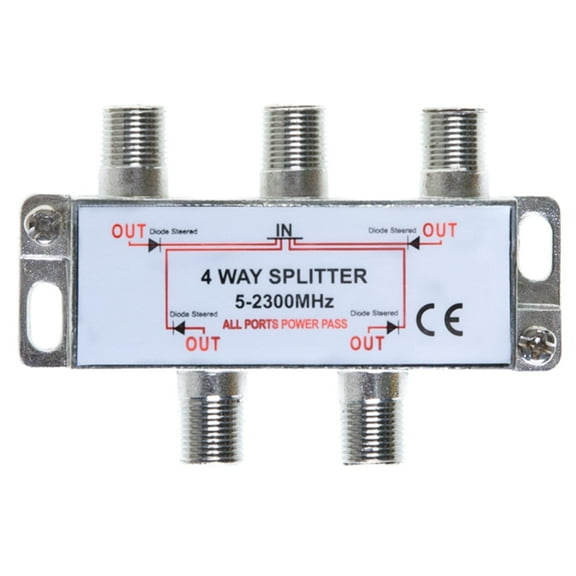 4-Way Coaxial Splitter Bi-Directional 5-2300MHz Indoor/Outdoor Waterproof for RG6 RG59 Cable, HDTV, Satellite (4 Ports)