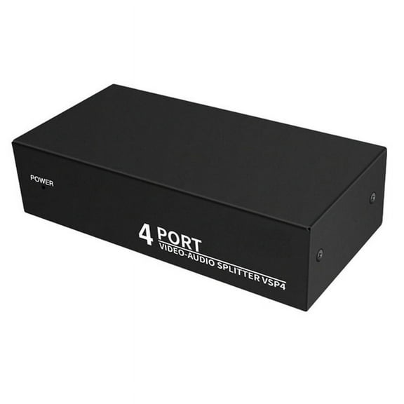 4-Way AV Splitter 1 in 4 Out Composite AV Splitter 1X4 Video Audio Splitter Distributor for DVD C- US Plug
