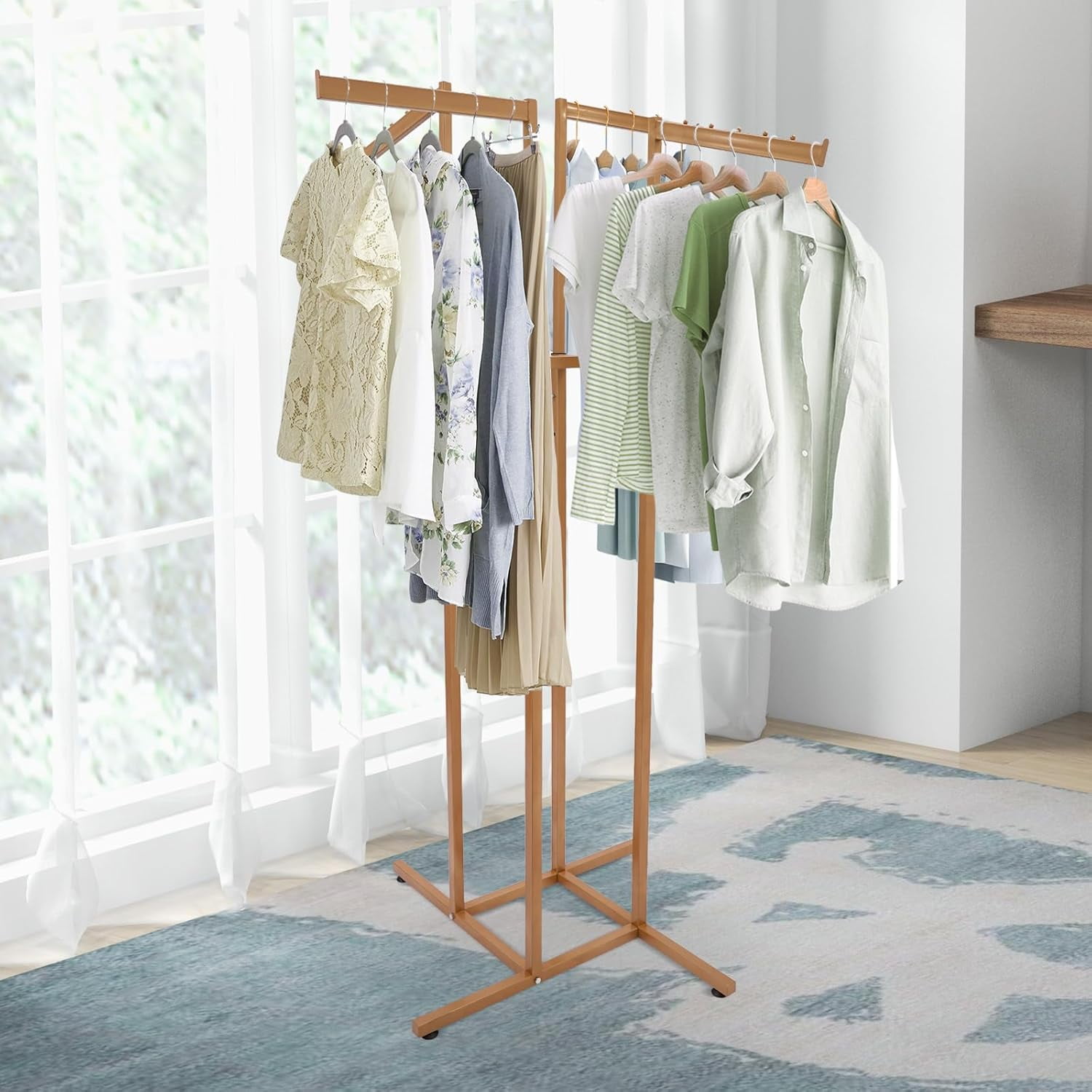 4 Way Adjustable Clothing Rack with Slanted Arms, Heavy Duty Clothes ...
