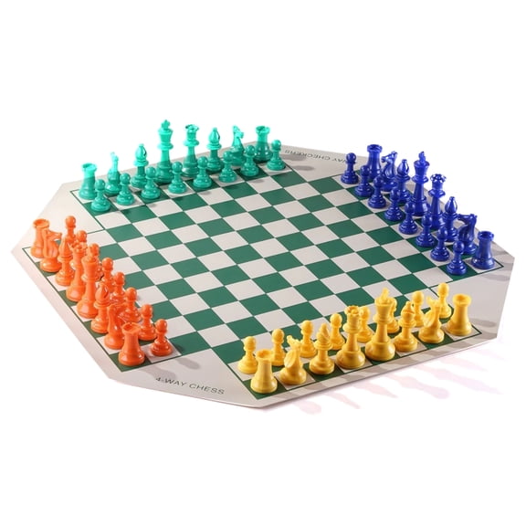 4-Way Chess Set Travel Family Chess Game With Chessboard and Chess Four Player Chess Board Game for Group Gatherings