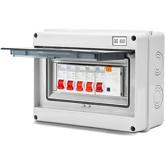 4 Way Consumer Unit with RCD and 4 MCB for Garage Shed for Camper Van for CARAVAN Fuse Box IP66 Rated Wall Mount Electrical Distribution Board