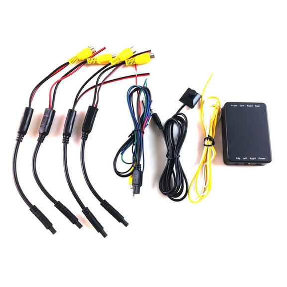 4 Way Control Box Switch Video Channel Converter For 360 Degree Car Panoramic System, Automatic Surround View With Left Right Rear Forward Camera Support, For PAL NTSC SECAM Signal, 9-30V