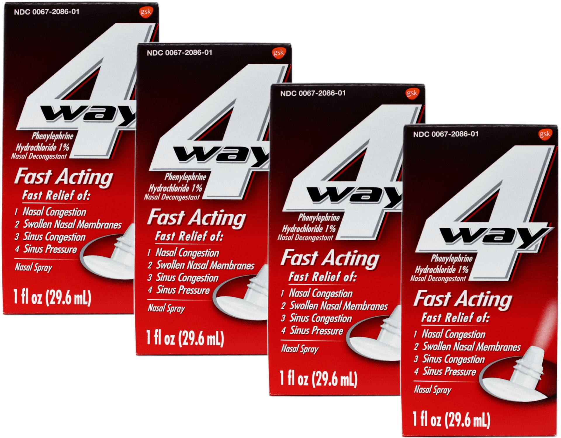 4-Way Fast Acting Nasal Spray, 1 Fl Oz - Set of 4 - Walmart.com