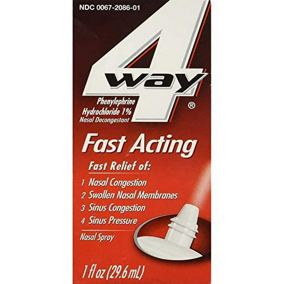 4 Way Fast Acting Nasal Spray - 1 oz, Pack of 2