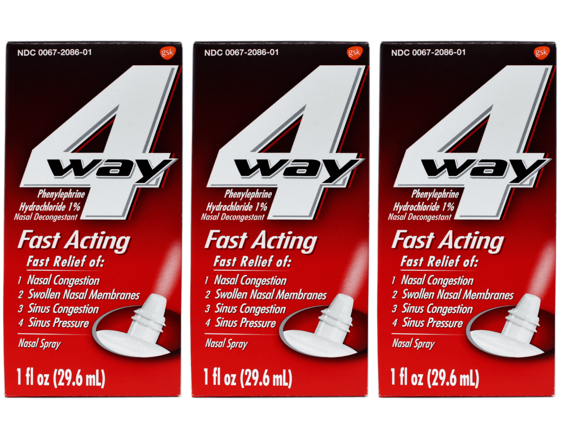 4-Way Fast Acting Nasal Spray 1 oz (Pack of 3)