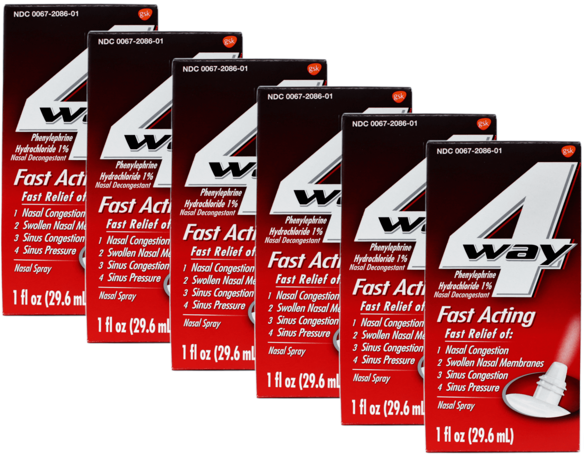 4-Way Fast Acting Nasal Spray, 1 fl.oz. Pr Bottle (6 Bottles)
