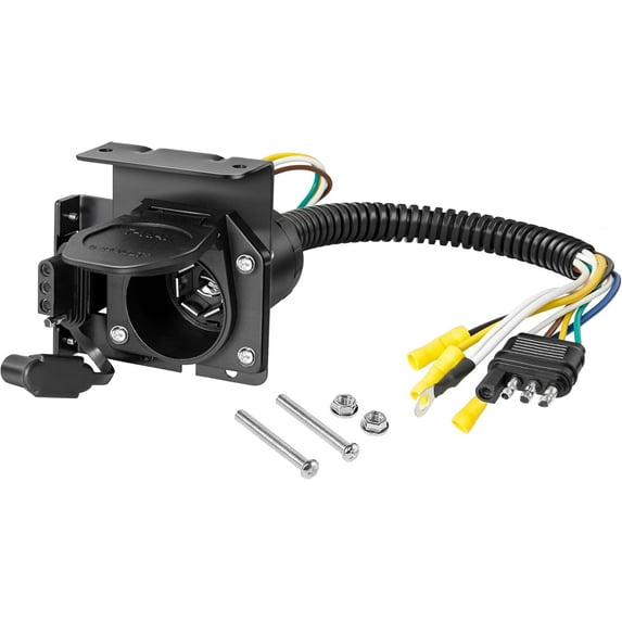 4-Way Flat to 7-Way Round Blade and 4 Way Trailer Wiring Harness