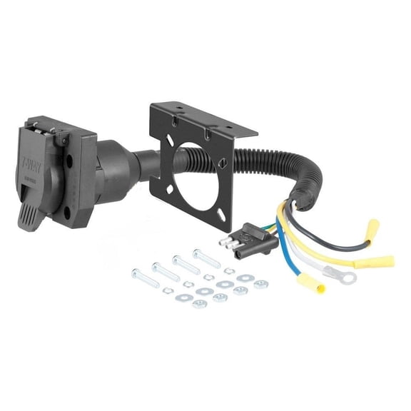 4-Way Flat To 7-Way Female Round RV Blade Wiring Adapter Plug Trailer Socket Kit