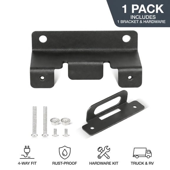 4 Way Flat Trailer Wiring Harness Mounting Bracket, Rust-Proof Steel Trailer Plug Holder with Hardware for Truck RV Tow Hitch