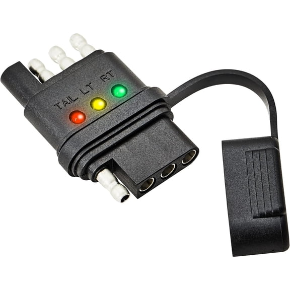 4-Way Flat Trailer Wiring Tester 4 Pin Male and Female with Bright Indicators, Double End Design Light for Turn Signal Tail Lights Trouble Shooter