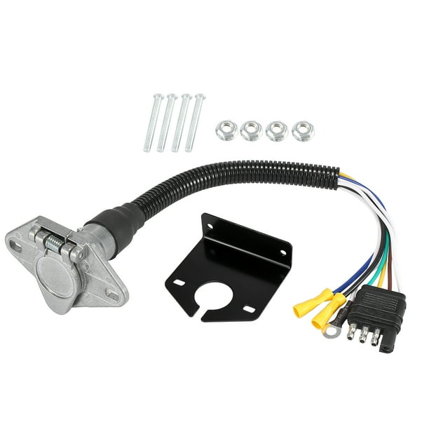 4 Way Flat to 6 Pole Round Trailer Wiring Adapter Plug 6 Way Connector
