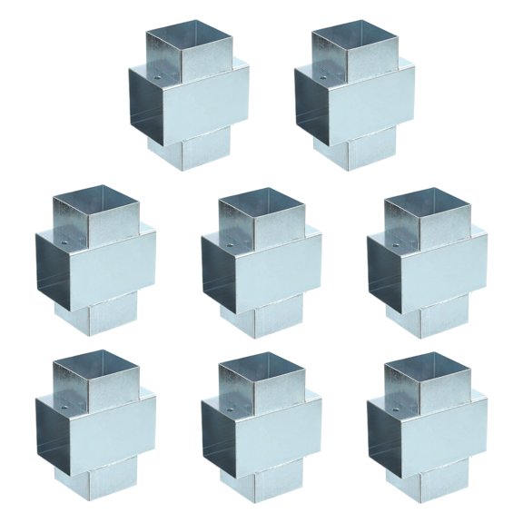 4-Way Gazebo Brackets Kit, Square Tube Cross Clamp Corner Bracket, Woodworking DIY Post Base Kit for 2" x 2" Lumber for Outdoor Patio Gazebo Log Cabins (8 Pack)