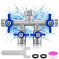 thumbnail image 1 of 4 Way Hose Splitter, 304 Stainless Steel Garden Hose Manifold with 4 Independent Shut-Off Valves, Heavy Duty Outdoor Faucet Adapter, Leak-Proof with Washers & Teflon Tape, 1 of 8
