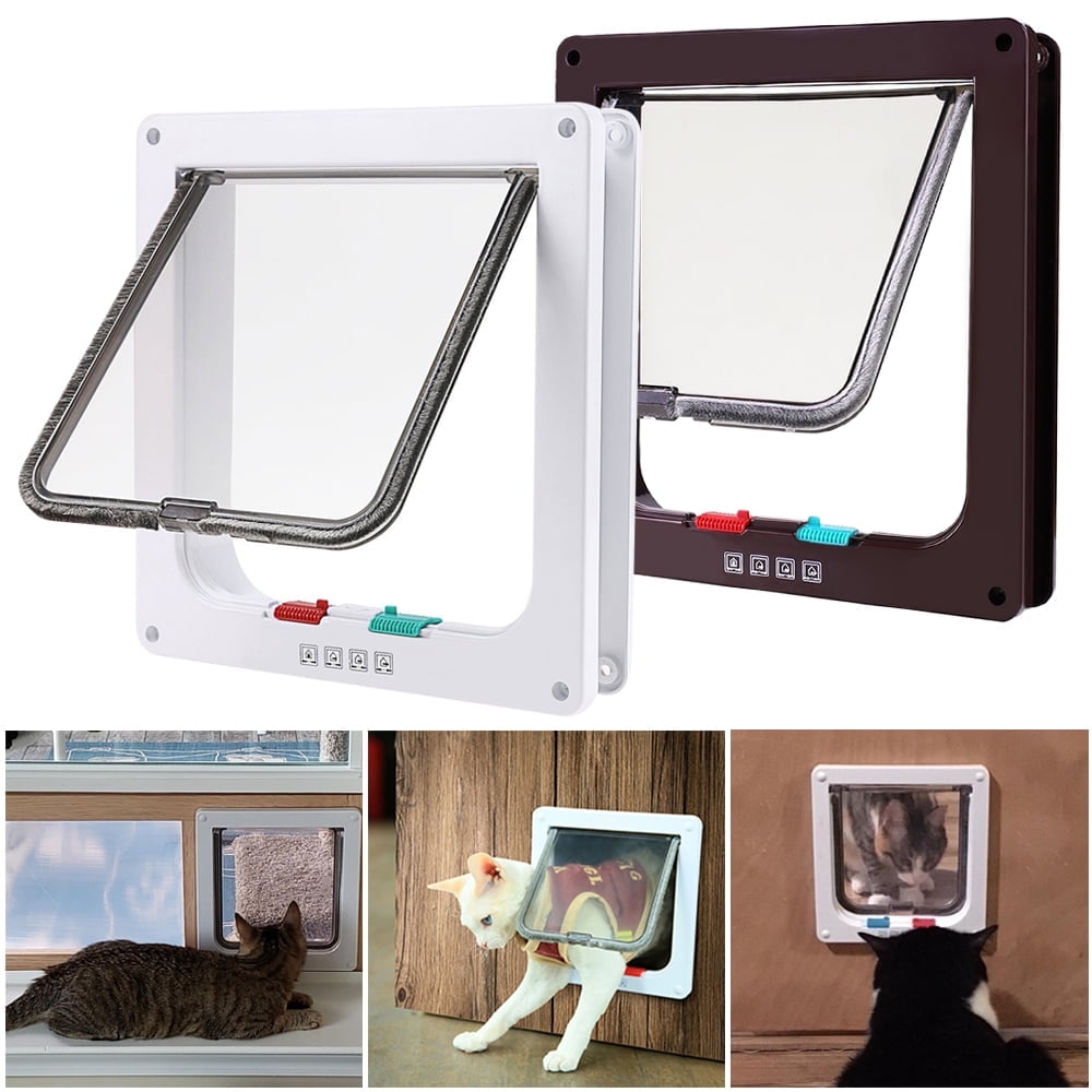 4 Way Locking Pet Door for Cats & Small Dogs Lock Flap Door