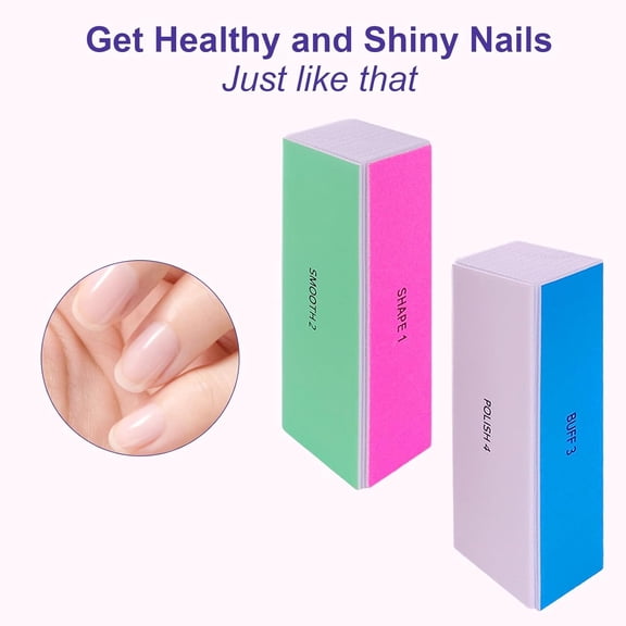4 Way Nail Buffer Block (4 Pcs), Nail Shine Buffers Blocks Files for Natural and Acrylic Nails Smoother Buffing Block Polisher Fingernail File Buffer