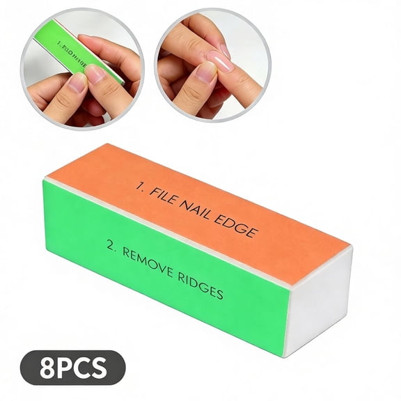 4 Way Nail Buffer Block (8 Pcs), Nail Shine Buffers Blocks Files for Natural and Acrylic Nails Smoother Buffing Block Polisher Fingernail File Buffer 120/240/600/3000 Grit for Buffing Shinning