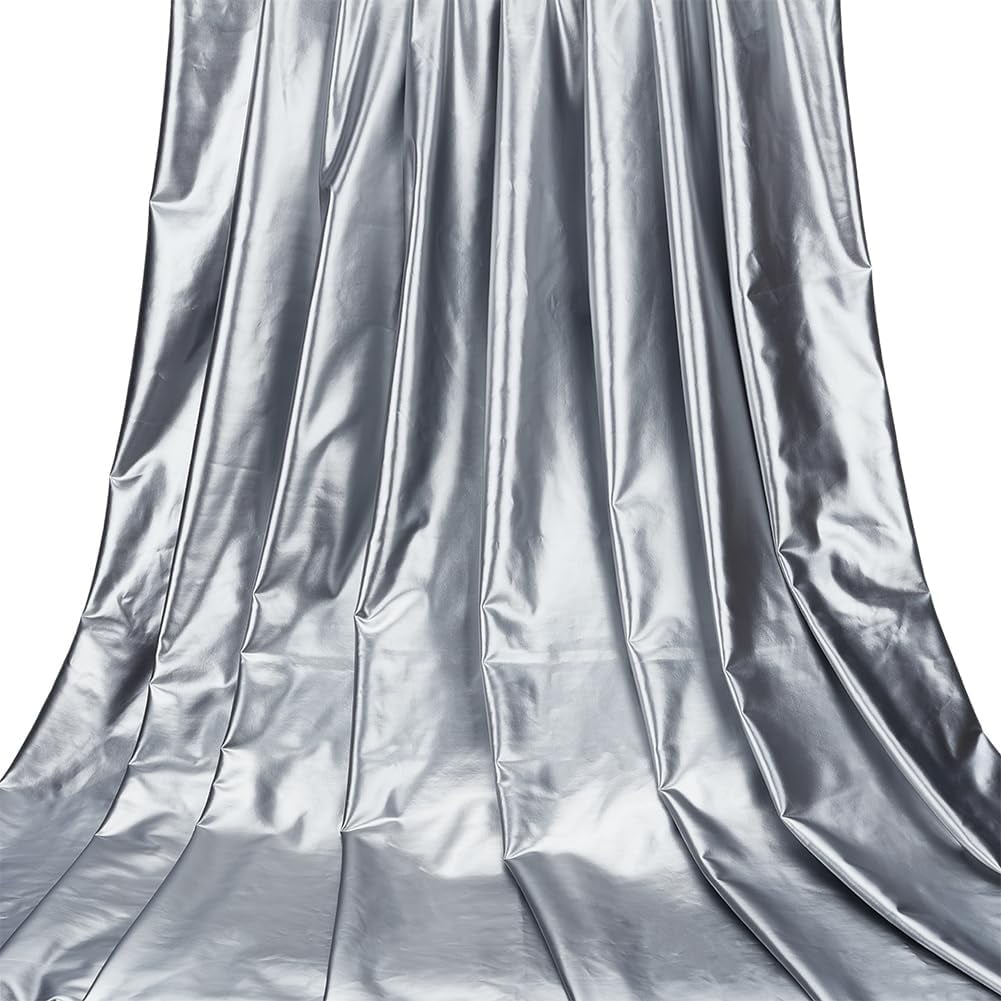 4-Way PU Imitation Leather Fabric 39x57inch PU Leather Silver Color Artificial Leather Fabric Soft and Smooth Leather for Sofa Handbag Handmade DIY Craft Projects