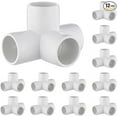 thumbnail image 1 of 4 Way PVC Fittings 3/4 Inch[12 Pack ], Furniture Grade Pipe Connector PVC Elbow Fittings, 4 Way Side Outlet Tee Fittings for All DIY PVC Structure and Frames Building Furniture, 1 of 5