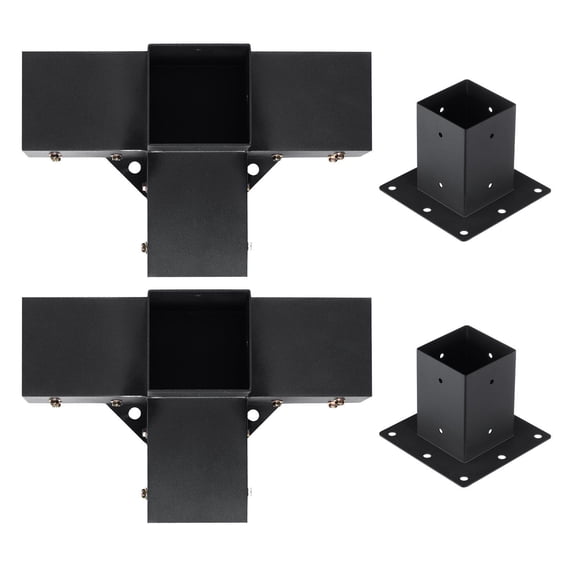 4-Way Pergola Bracket Set for 4x4 Posts (4pcs) - Heavy Duty DIY Woodworking Kit, Easy Assembly for Outdoor Pergolas & Gazebos