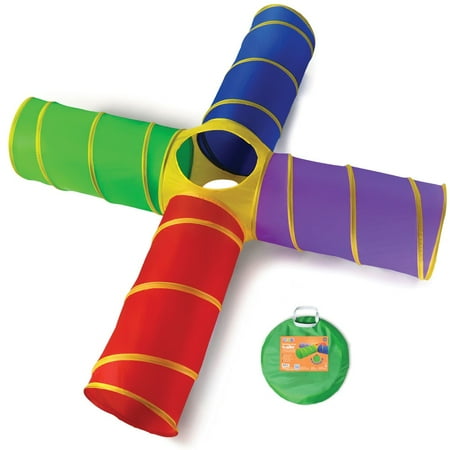 4-Way Play Tunnel Tent For Kids To Crawl Through 8 Feet - Kids Play Tunnels For Toddlers Indoor/Outdoor Fun For Kids, Dogs Tunnel Ball Pit Kids Pop Up Play Tent Tunnel Foldable Into A Carrying Bag