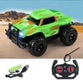 thumbnail image 1 of 4-Way Remote Control Off-Road Car, Rechargeable Lithium Battery RC Toy with LED Headlights, Shockproof Drop-Resistant Vehicle for Kids Boys 3 4 5 6,Green, 1 of 7