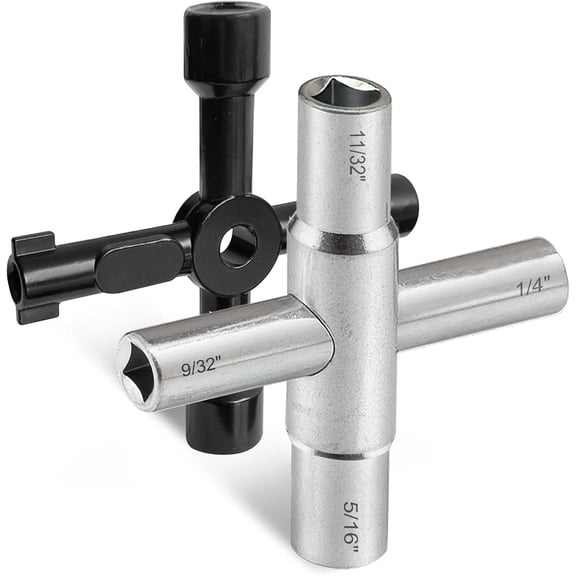 4 Way Sillcock Key Wrench Set, Multi-functional Utilities Water Key, Fits Most Sillcock, Stopcock, Water Spigots, Wall-hydrant, Control Cabinet and Valves, 2-Pk