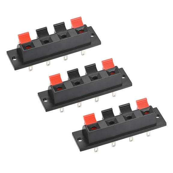 4 Way Spring Speaker Terminal Clip Push Release Connector Terminals Strip Block WP4-7 3Pcs