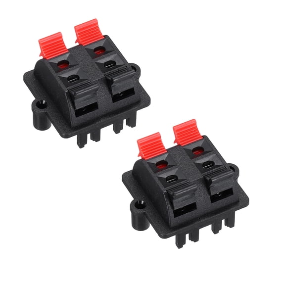 4 Way Spring Terminal Clip Push Release Connector Plate Strip Block WP4-03B 2Pcs