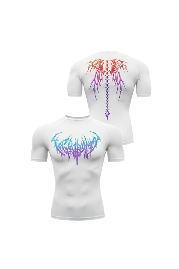 4-Way Stretch Gothic Men Compression Shirt Mens Short Sleeve Compression Shirts Gym Shirts Men Graphic Punk Emo Workout Training Top