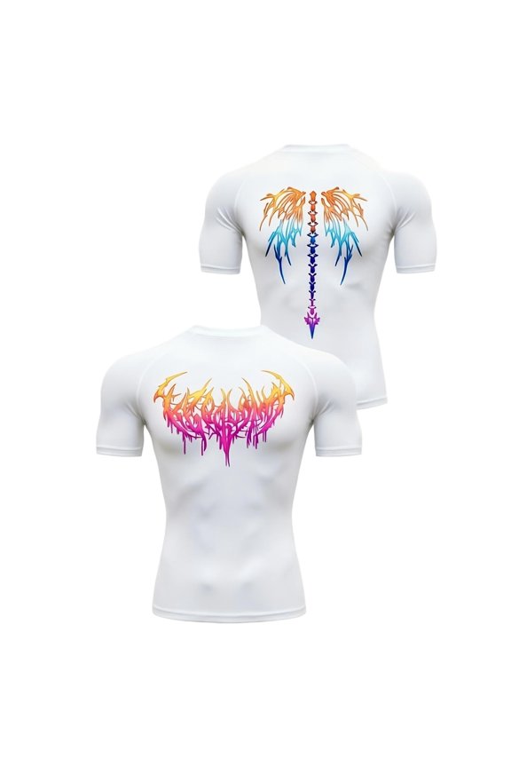 4-Way Stretch Gothic Men Compression Shirt Mens Short Sleeve Compression Shirts Gym Shirts Men Graphic Punk Emo Workout Training Top