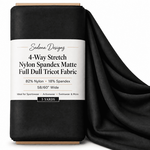 4-Way Stretch Nylon Spandex Matte Full Dull Tricot Fabric - Ideal for Sportswear, Activewear, Swimwear & More - 82% Nylon, 18% Spandex - 58/60" Width