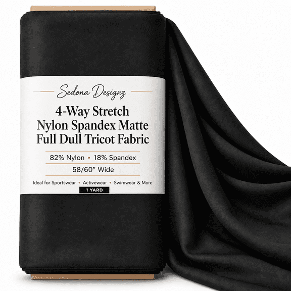 4-Way Stretch Nylon Spandex Matte Full Dull Tricot Fabric - Ideal for Sportswear, Activewear, Swimwear & More - 82% Nylon, 18% Spandex - 58/60" Width