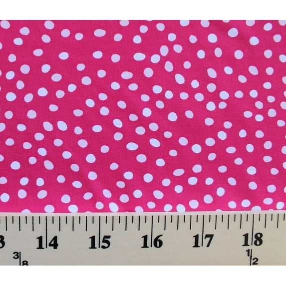 4-Way Stretch Nylon/Spandex White Circles Pink Fabric by the Yard (8537p-3m)
