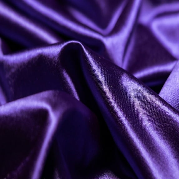 4 Way Stretch Silky Spandex Satin Fabric by the Yard - 60" Wide Shiny Satin Spandex Fabric for Dresses, Active Wear, Yoga Pants, Table Cloth - Purple - 5 Yards